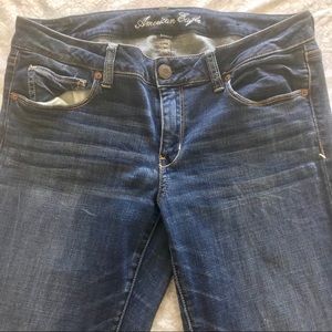 AMERICAN EAGLE SKINNY JEANS 12 LONG DARK WASH